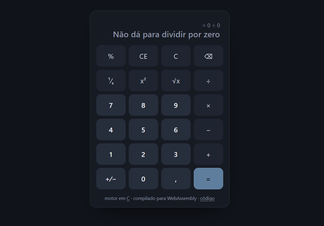Calculadora aberta no navegador